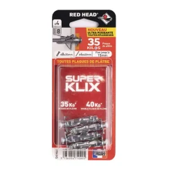 4 chevilles SUPERKLIX Ø8x35mm + vis TR 4x40mm