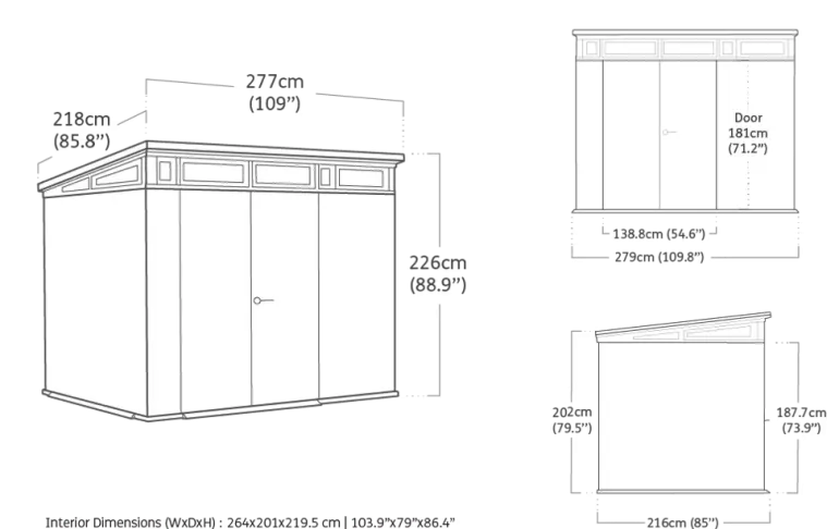 Abri de jardin Cortina 97 - 6 m² résine gris aspect bois