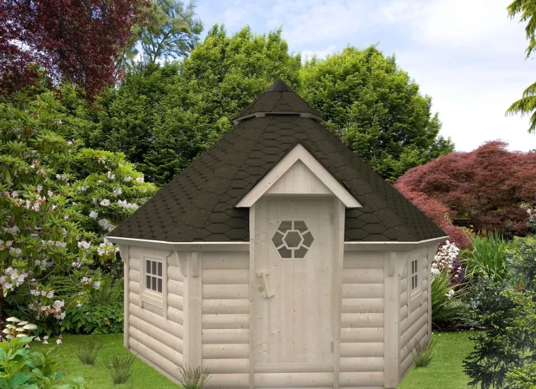 Abri de jardin en bois blanc Grill finlandais eva 8,70 m²