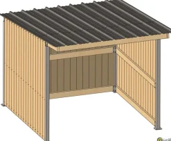 Abri prairie simple pente 3,18x3,18 m bardage agri/douglas