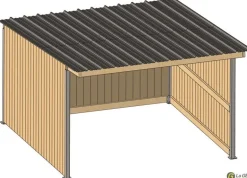 Abri prairie simple pente 4,18x4,18 m bardage/bac acier gris