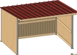 Abri prairie simple pente 3,18x4,18 m bardage/bac acier bdx
