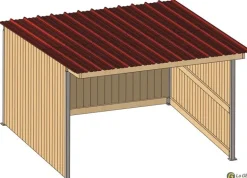 Abri prairie simple pente 4,18x4,18 m bardage/bac acier bdx