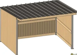 Abri prairie simple pente 3,18x4,18 m bardage/bac acier gris
