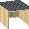 Abri prairie simple pente 4,18x3,18 m bardage/bac acier gris