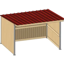 Abri prairie simple pente 3,18x4,18 m clin/bac acier gris