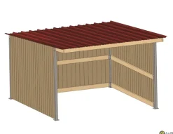 Abri prairie simple pente 3,18x4,18 m clin/bac acier bdx