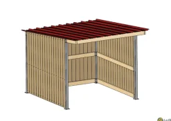 Abri prairie simple pente 3,18x3,18 m clin/bac acier bdx
