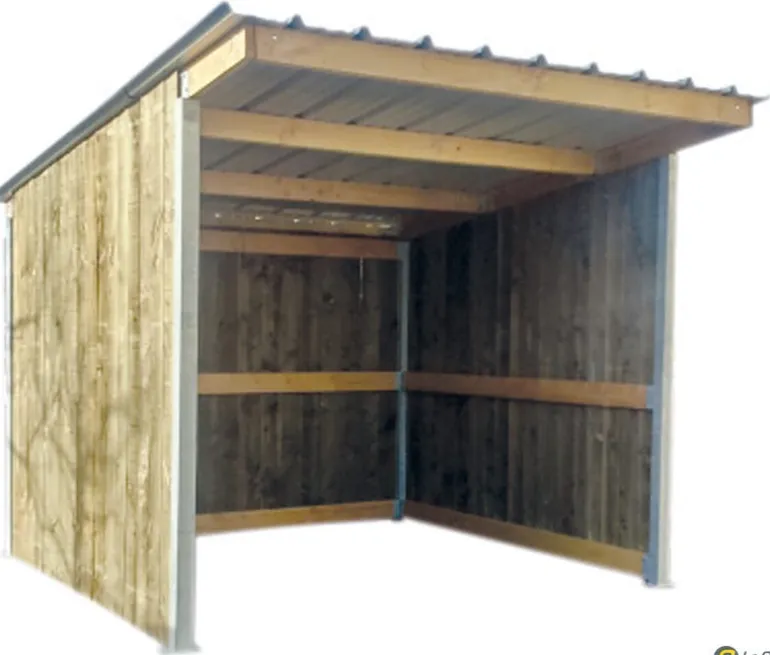 Abri prairie simple pente 3,18x3,18 m douglas/bac acier gris