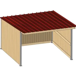 Abri prairie simple pente 4,18x4,18 m planche/bac acier bdx