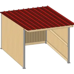 Abri prairie simple pente 4,18x3,18 m planche/bac acier bdx