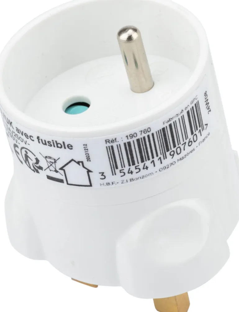 Adaptateur France-Royaume Uni Blanc 13A 250V ZENITECH