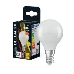 Ampoule Bellalux Led Sphérique Dépoli 4,9W=40 E14 Chaud