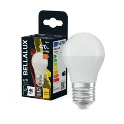 Ampoule Bellalux Led Sphérique Dépoli 4,9W=40 E27 Chaud