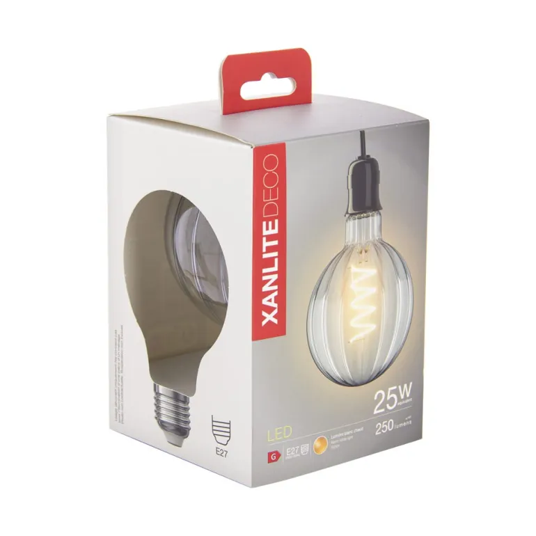 Ampoule filament LED déco G95 E27 250lm 9W 3000k blanc chaud