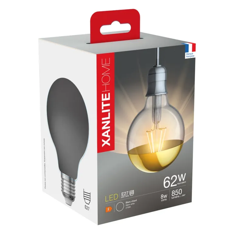 Ampoule filament LED G95 E27 850lm 8W 2700k blanc chaud
