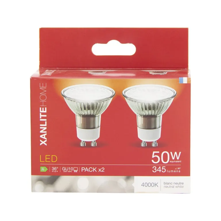 Ampoule LED GU10 345lm 5W 4000K blanc neutre x2