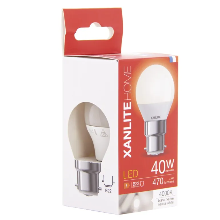 Ampoule LED P45 B22 470lm 5,3W 4000k blanc neutre