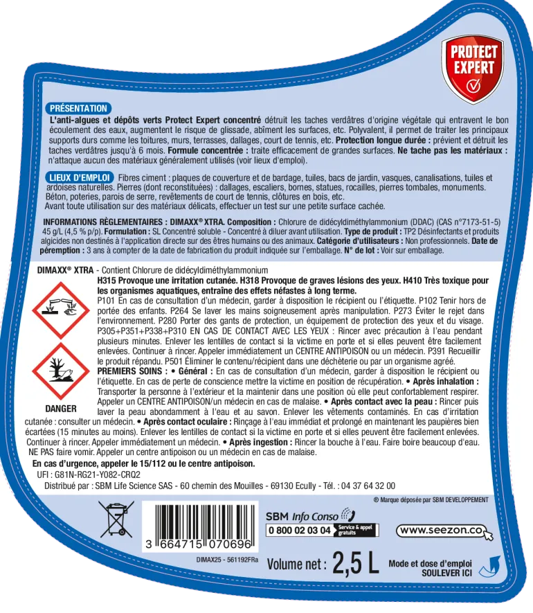 Anti-algues, lichens et dépôts verts concentré 2,5L