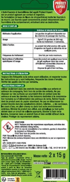 Anti fourmis en gel pyrèthre 2 x 15g PROTECT EXPERT