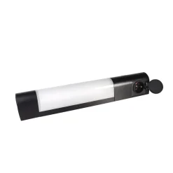 Applique noire tube LED 7W / 500LM culot S19 et prise 2P+T