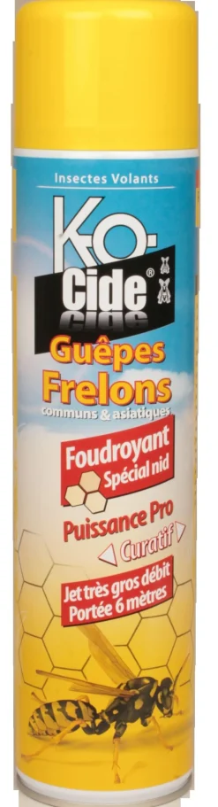 Aérosol foudroyant gros débit pour nids guêpes/frelons 800ml