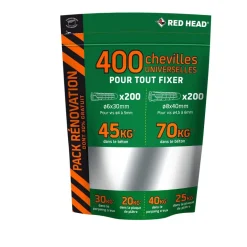 Assortiment de 400 chevilles universelles Ø6x30mm + Ø8x40mm