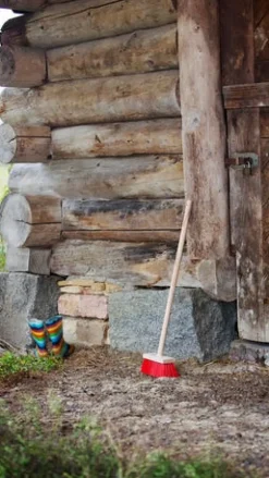 Balai d'extérieur en bois grand modèle