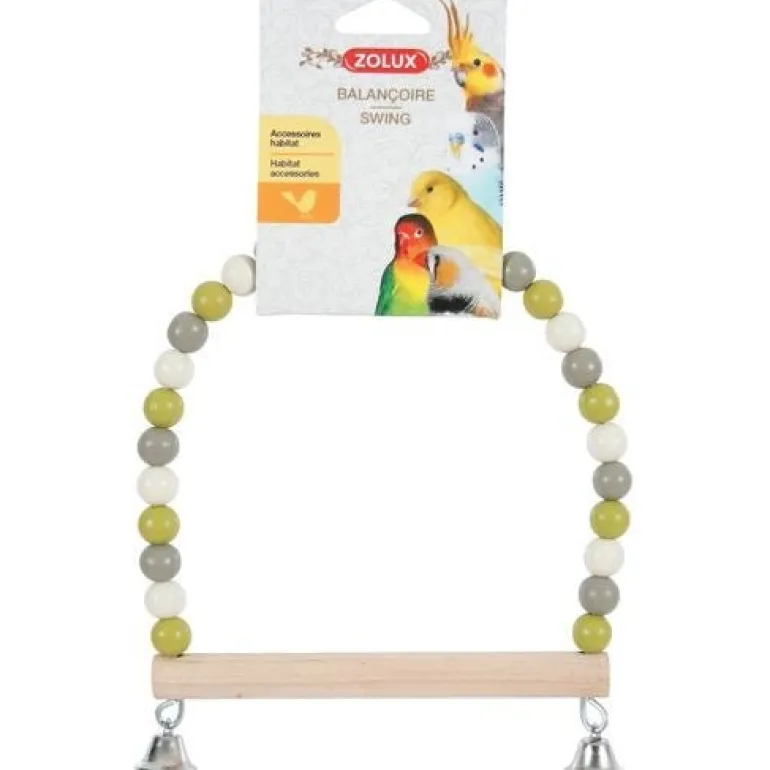 Balançoire en perle avec perchoir en bois