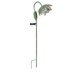 Balise solaire Fleur Damasque lotus Vert de gris
