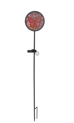 Balise solaire Tiffany Papillon effet vitrail