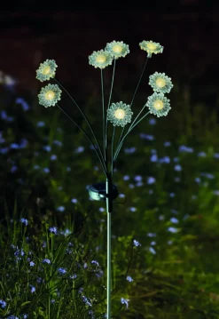 Balise solaire 8 tiges Fleurs Blanc chaud