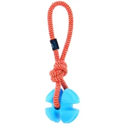 Balle à lancer bleue avec corde 30 cm