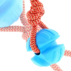 Balle à lancer bleue avec corde 30 cm