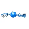 Balle TPR texturée bleue avec corde bicolore pour chien ANKA