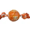 Balle TPR texturée orange avec corde pour chien ANKA