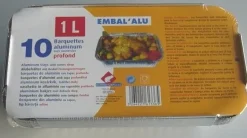 Barquette aluminium 1L (x10)