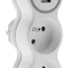 Biplite 16A + chargeurs USB A+C blanc/gris bolea