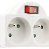 Biplite 2 prises 2P+T 16A en façade avec interrupteur 3680W