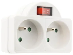 Biplite 2 prises 2P+T 16A en façade avec interrupteur 3680W