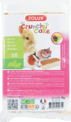 Biscuit crunchy cake noisette 75g ZOLUX (x6)
