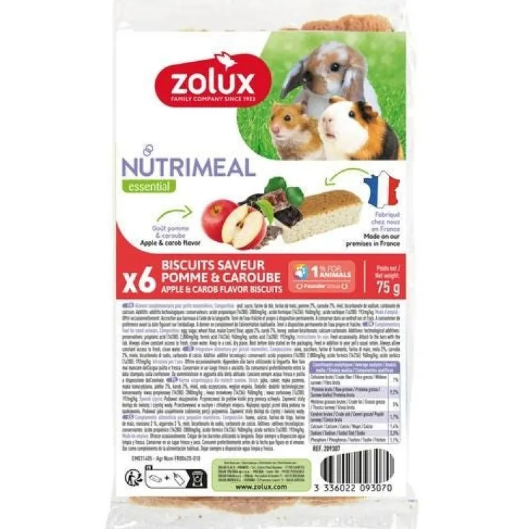 Biscuits pomme caroube pour rongeurs (x6)
