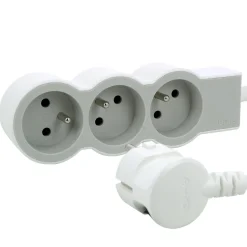 Bloc multiprise 3x2P+T 1,5m blanc/gris clair LEGRAND