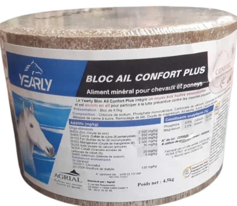 Bloc minéral à lécher Ail Confort Plus 4,5kg YEARLY