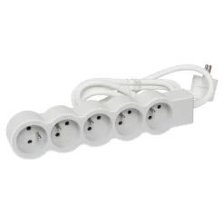 Bloc multiprise 5x2P+T 1,5 m blanc/gris clair LEGRAND