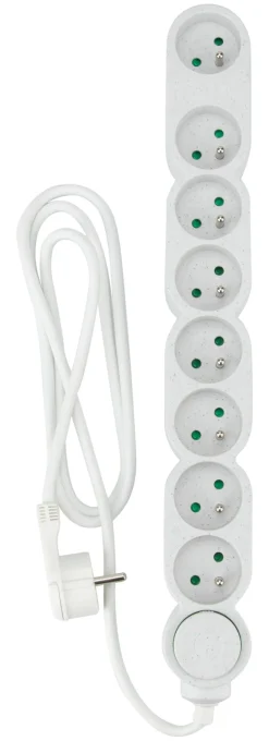 Bloc mutiprise avec interrupteur 8 prises 3G1 1,5m blanc