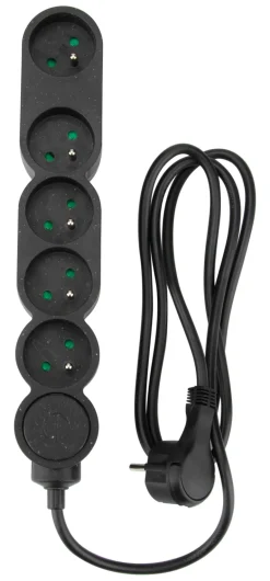 Bloc mutiprise avec interrupteur 4 prises 3G1 1,5m noir