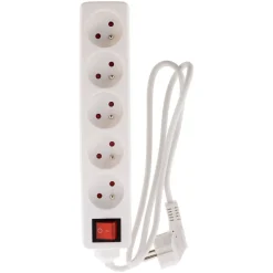 Bloc 5 prises 16A 2P+T 1m blanc avec interrupteur ZENITECH