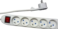 Bloc 5 prises Fiche Plate blanc