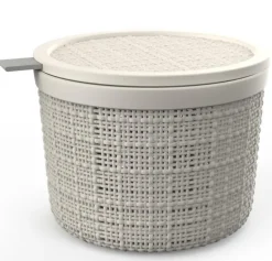 Boite ronde jute 2l avec couvercle - plastique recyclé